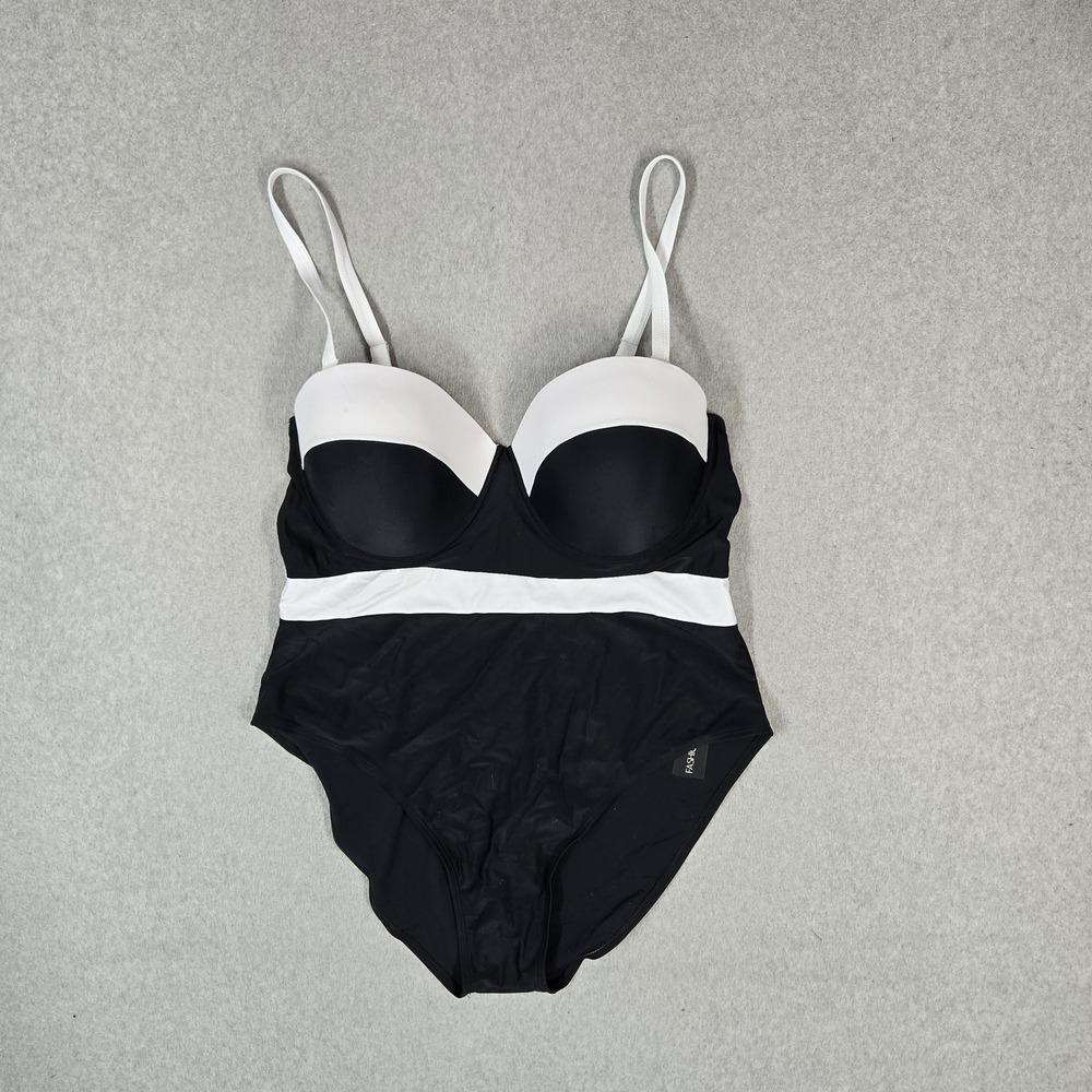 Fashion Nova Women Swimwear 3X Black Colorblock Adley Underwire One Piece NWT